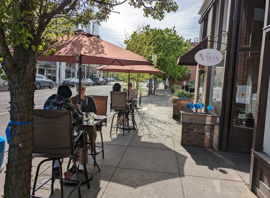 Exterior of Vito's Trattoria in Historic Downtown Albany, Oregon